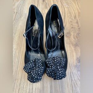 Kate Spade New York Black Suede Bow Heels | Size 6B | Made in Italy
